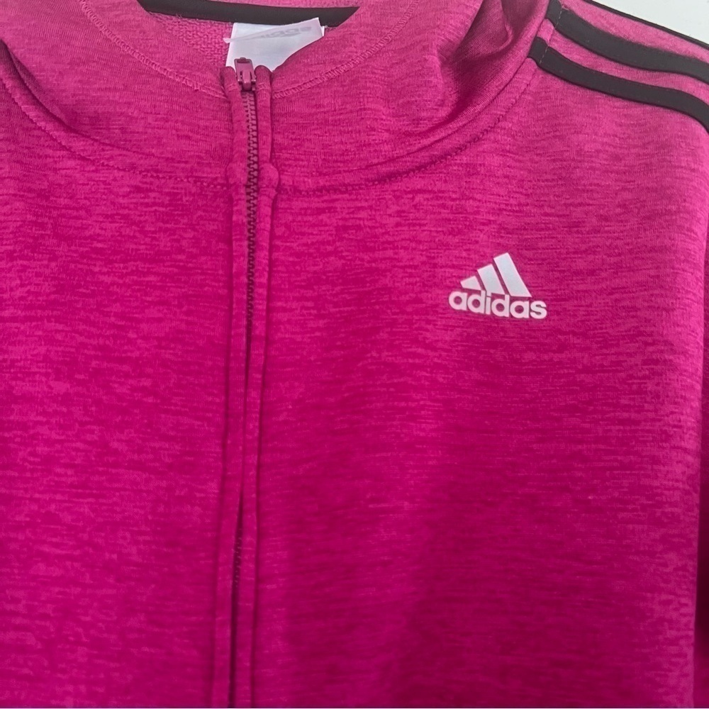 Adidas Youth Girl Sz XL Mauve Pink Plum Full Zip Athletic Hoodie Sweatshirt - Picture 4 of 8